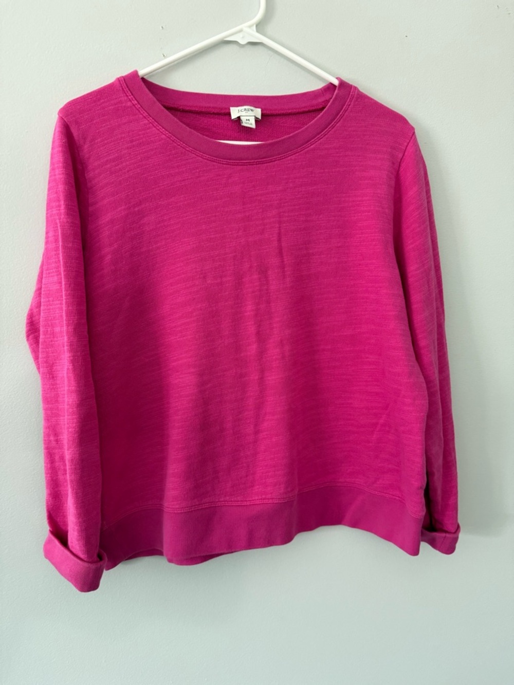 J. Crew Crewneck Sweatshirt Sweater Pullover Cotton Fuchsia Pink Knit Size S M